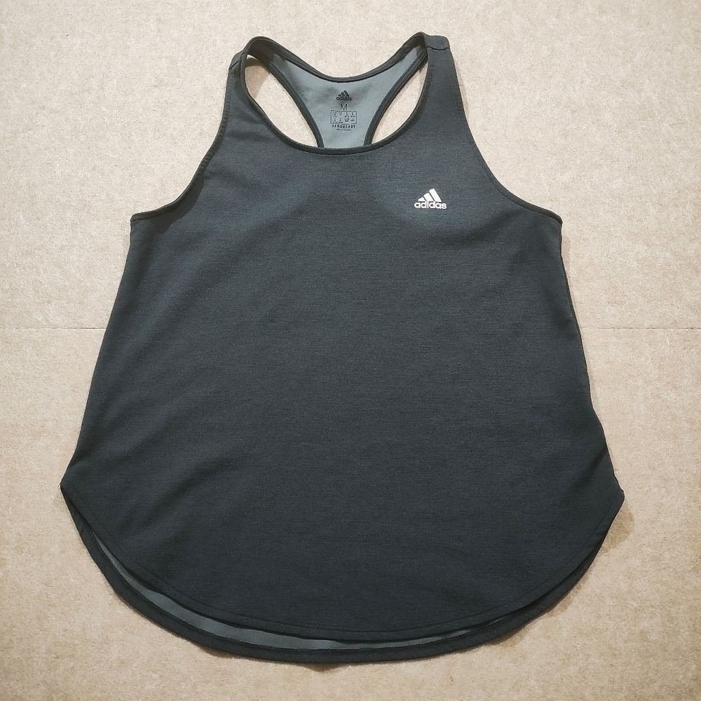 Adidas Women's Charcoal Gray Racerback Tank Top #1